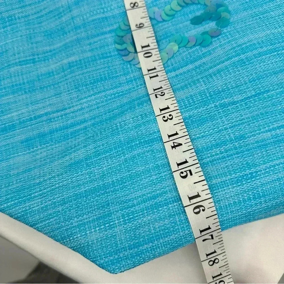 Escada Island Kiss Beach Bag Tote Light Blue Woven Two Handles - Picture 6 of 8